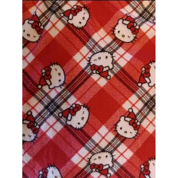 pajama Xs 4 To 5 Girl Hello Kitty sleep Gown Red Plaid Flannel Holiday sleepwear - Picture 3 of 5